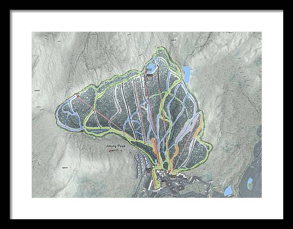 Jiminy Peak, Massachusetts Ski Resort Map - Framed Print