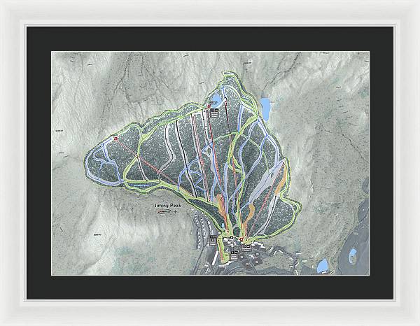 Jiminy Peak, Massachusetts Ski Resort Map - Framed Print