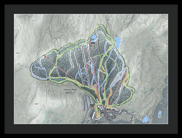 Jiminy Peak, Massachusetts Ski Resort Map - Framed Print