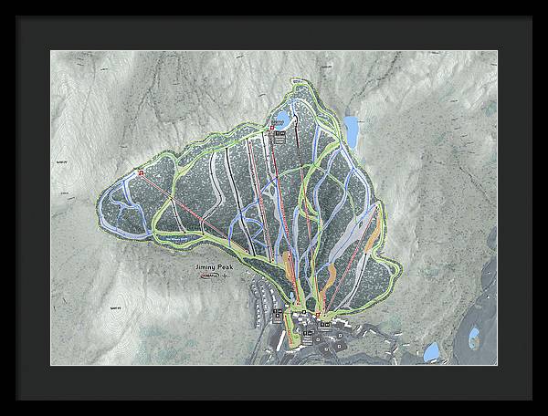 Jiminy Peak, Massachusetts Ski Resort Map - Framed Print