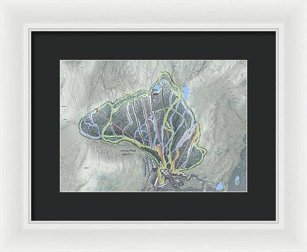 Jiminy Peak, Massachusetts Ski Resort Map - Framed Print