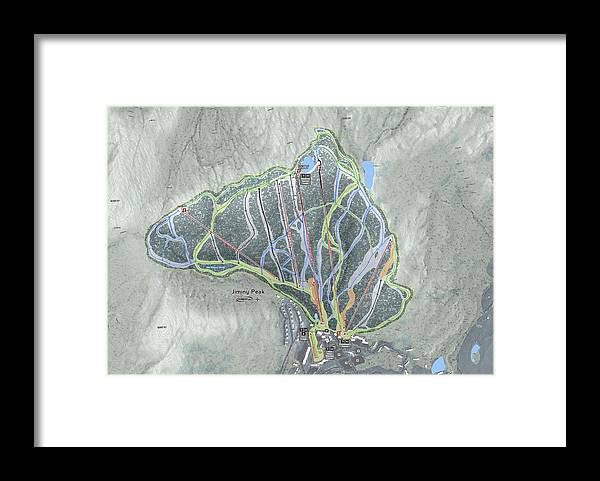 Jiminy Peak, Massachusetts Ski Resort Map - Framed Print