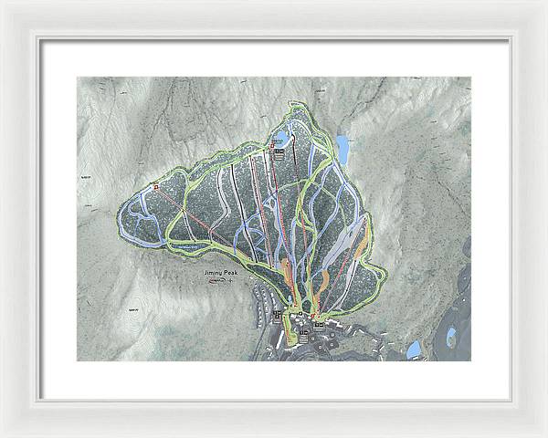 Jiminy Peak, Massachusetts Ski Resort Map - Framed Print