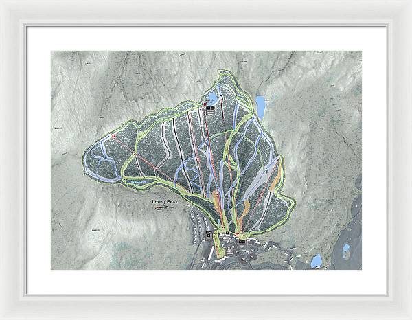 Jiminy Peak, Massachusetts Ski Resort Map - Framed Print