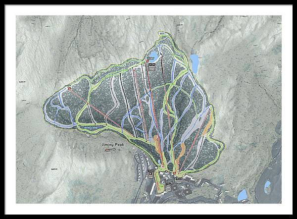Jiminy Peak, Massachusetts Ski Resort Map - Framed Print