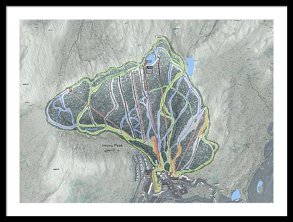 Jiminy Peak, Massachusetts Ski Resort Map - Framed Print