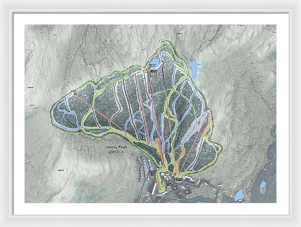 Jiminy Peak, Massachusetts Ski Resort Map - Framed Print