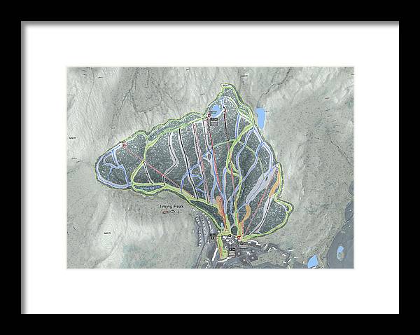 Jiminy Peak, Massachusetts Ski Resort Map - Framed Print