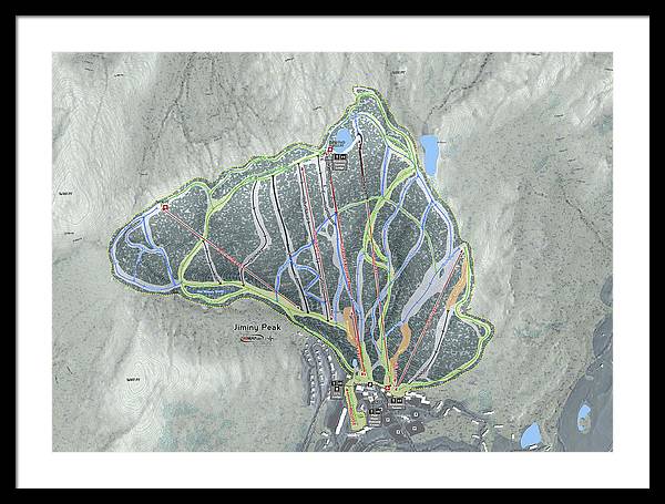 Jiminy Peak, Massachusetts Ski Resort Map - Framed Print