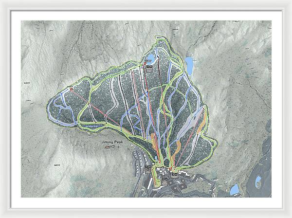 Jiminy Peak, Massachusetts Ski Resort Map - Framed Print