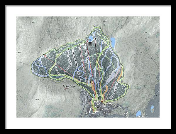 Jiminy Peak, Massachusetts Ski Resort Map - Framed Print