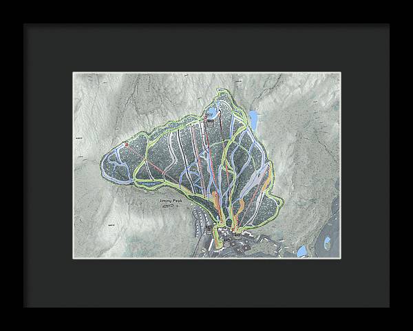 Jiminy Peak, Massachusetts Ski Resort Map - Framed Print
