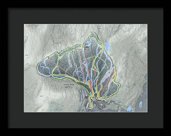 Jiminy Peak, Massachusetts Ski Resort Map - Framed Print