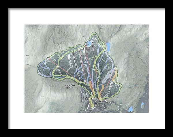 Jiminy Peak, Massachusetts Ski Resort Map - Framed Print