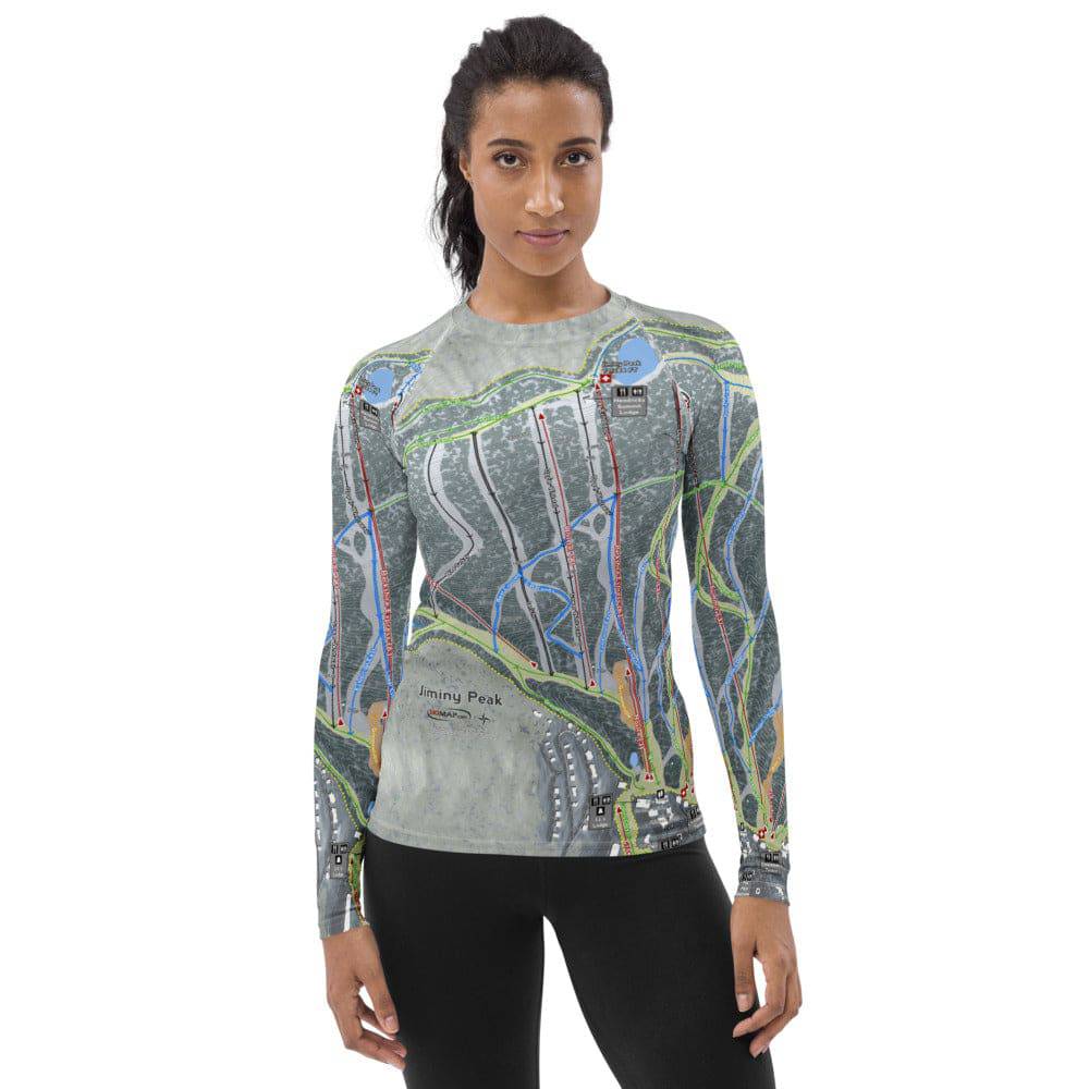 Jiminy Peak, Massachusetts Ski Trail Map Women's Base Layer Top