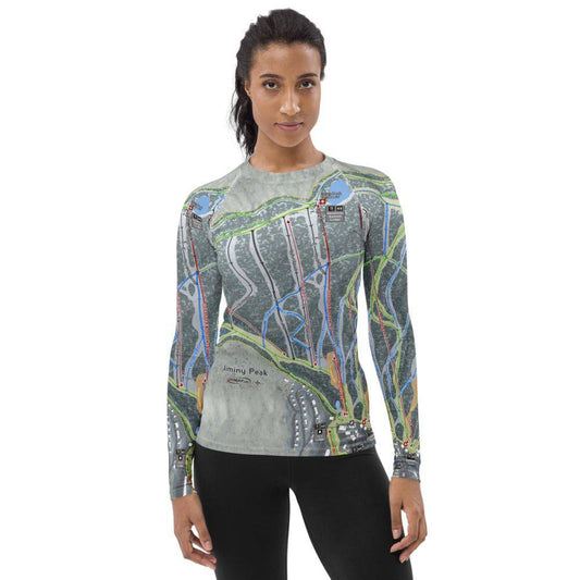 Jiminy Peak, Massachusetts Ski Trail Map Women's Base Layer Top - Powderaddicts