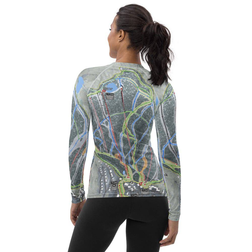 Jiminy Peak, Massachusetts Ski Trail Map Women's Base Layer Top - Powderaddicts