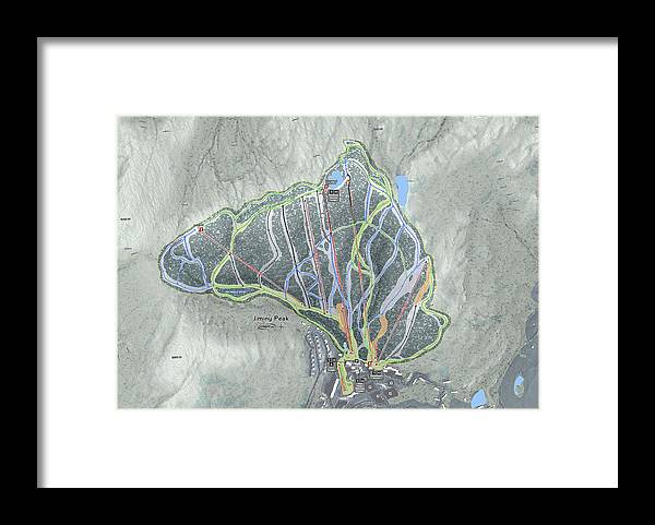 Jiminy Peak Ski Trail Map - Framed Print - Powderaddicts