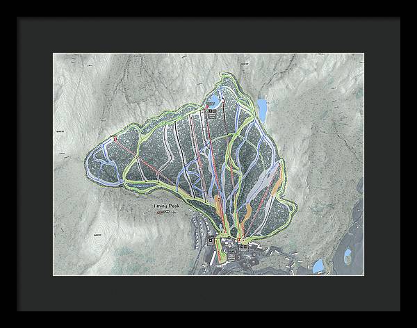 Jiminy Peak Ski Trail Map - Framed Print - Powderaddicts