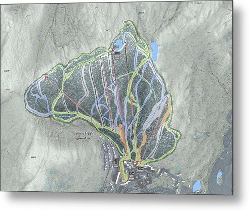 Jiminy Peak Ski Trail Map - Metal Print - Powderaddicts