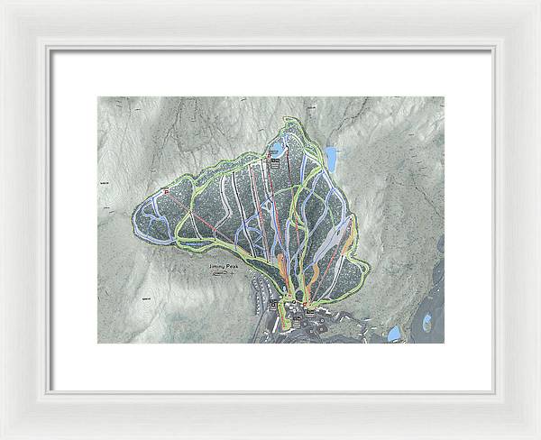 Jiminy Peak Ski Trail Map - Framed Print - Powderaddicts