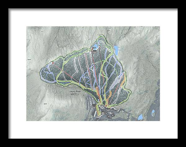 Jiminy Peak Ski Trail Map - Framed Print - Powderaddicts