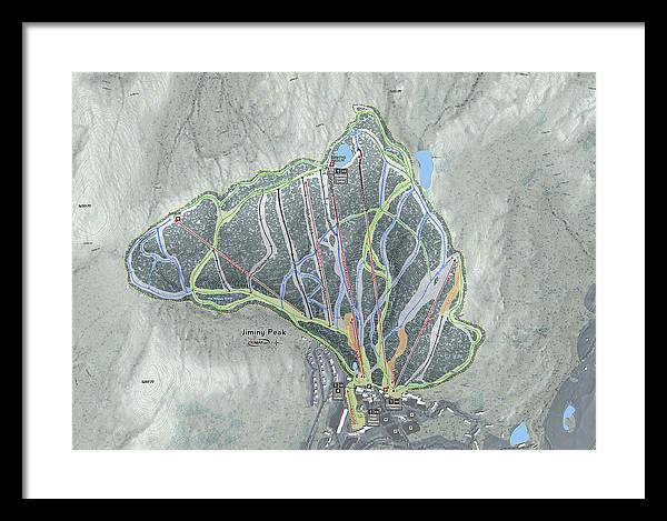 Jiminy Peak Ski Trail Map - Framed Print - Powderaddicts