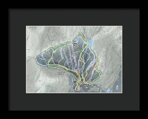 Jiminy Peak Ski Trail Map - Framed Print - Powderaddicts