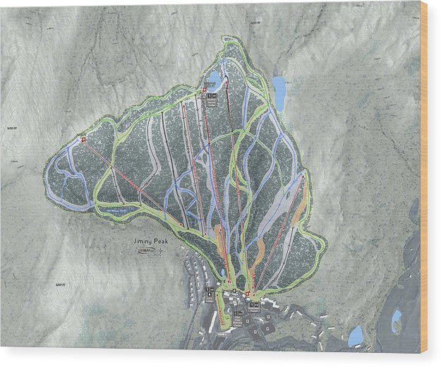 Jiminy Peak Ski Trail Map - Wood Print - Powderaddicts