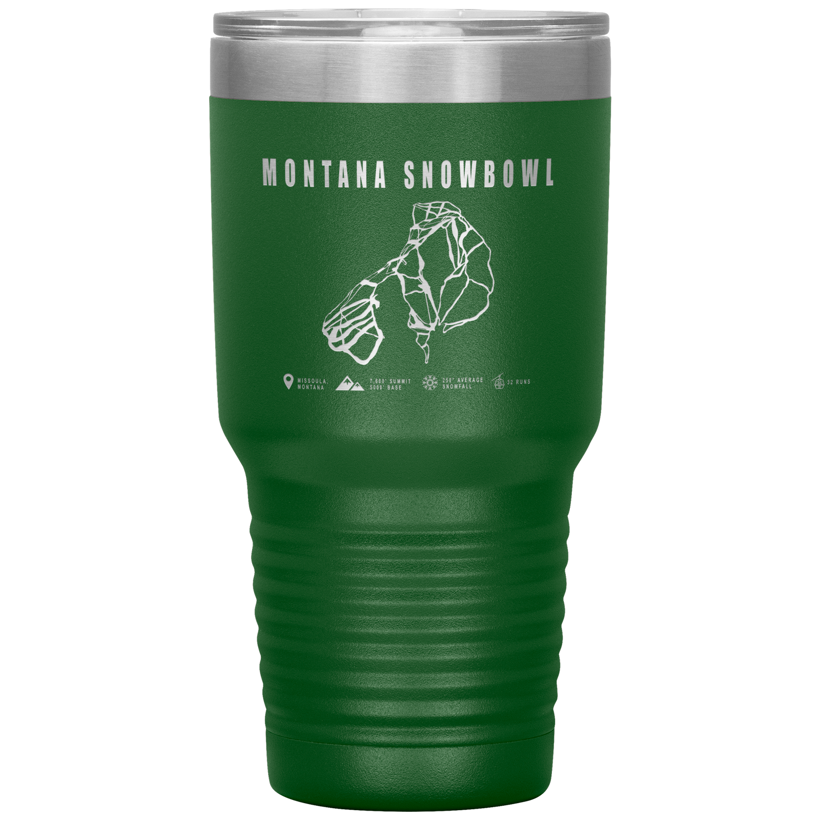 Montana Snowbowl, Montana Ski Trail Map 30oz Tumbler - Powderaddicts
