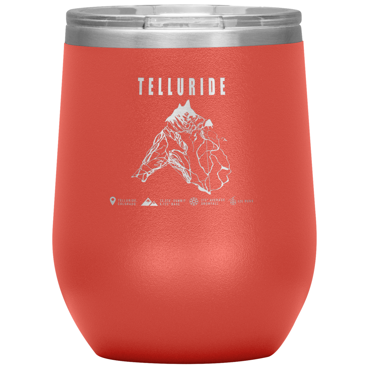 Telluride Colorado Ski Trail Map Wine 12oz Tumbler - Powderaddicts