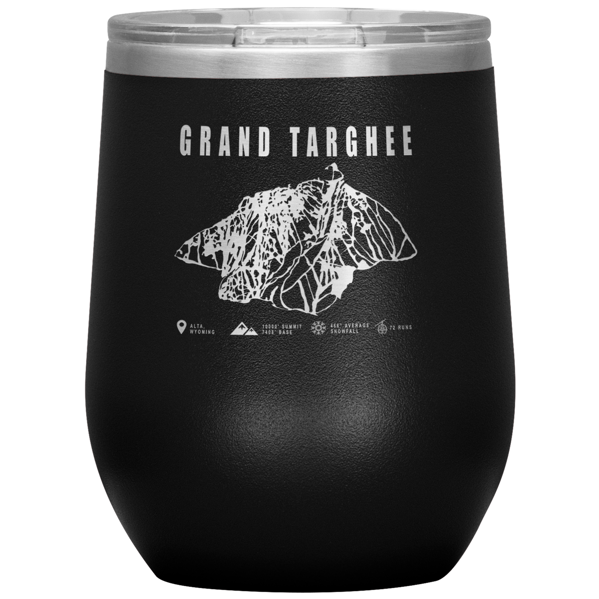Grand Targhee Wyoming Ski Trail Map Wine 12oz Tumbler - Powderaddicts