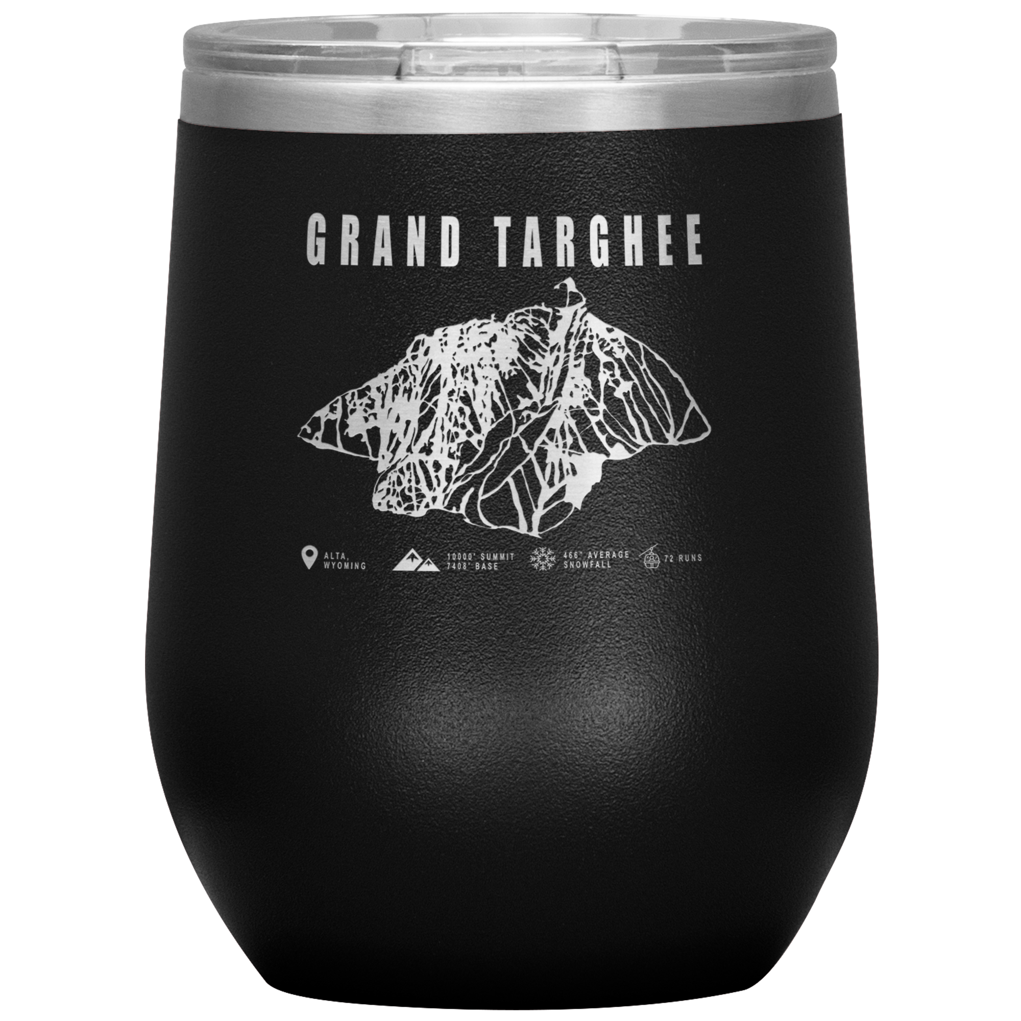 Grand Targhee Wyoming Ski Trail Map Wine 12oz Tumbler - Powderaddicts