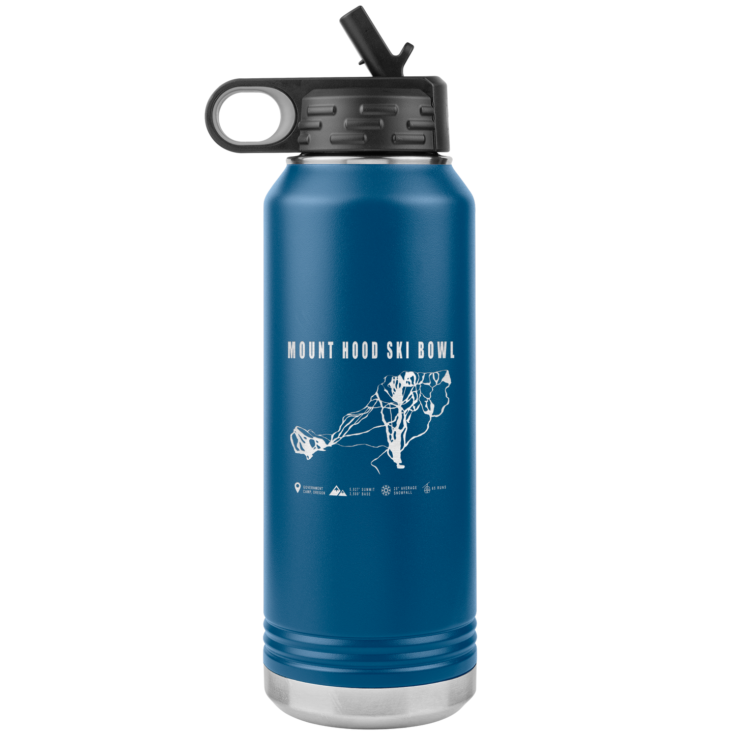 Mount Hood Ski Bowl, Oregon Ski Trail Map 32oz Water Bottle Tumbler - Powderaddicts