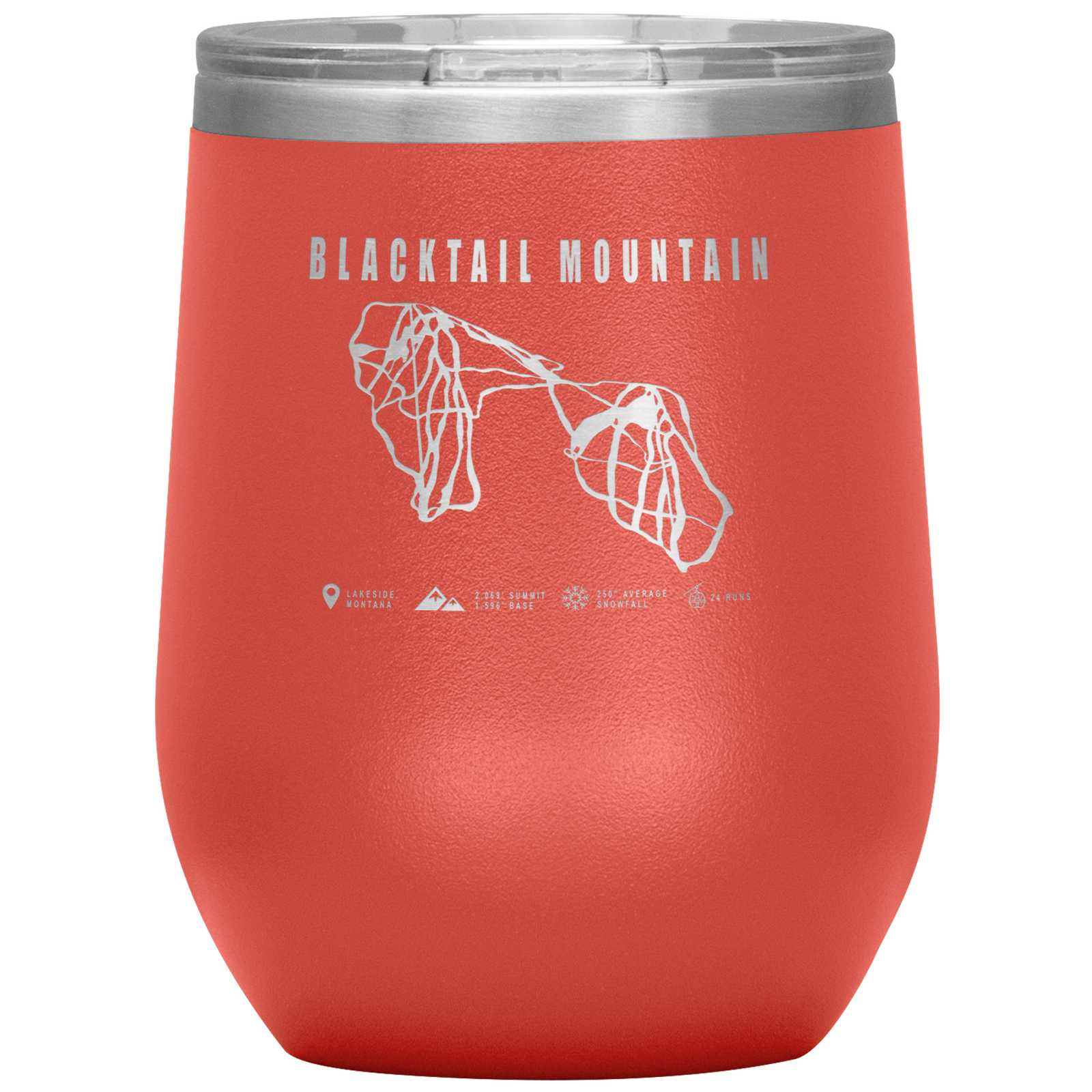 Blacktail Mountain Montana Ski Trail Map Wine 12oz Tumbler - Powderaddicts