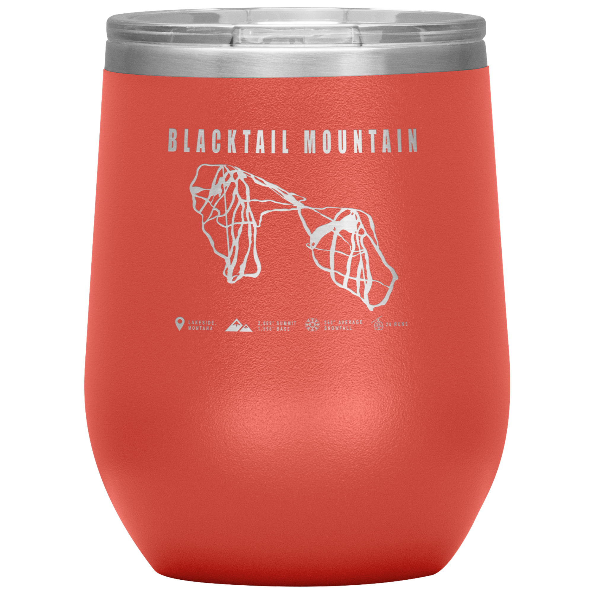 Blacktail Mountain Montana Ski Trail Map Wine 12oz Tumbler - Powderaddicts