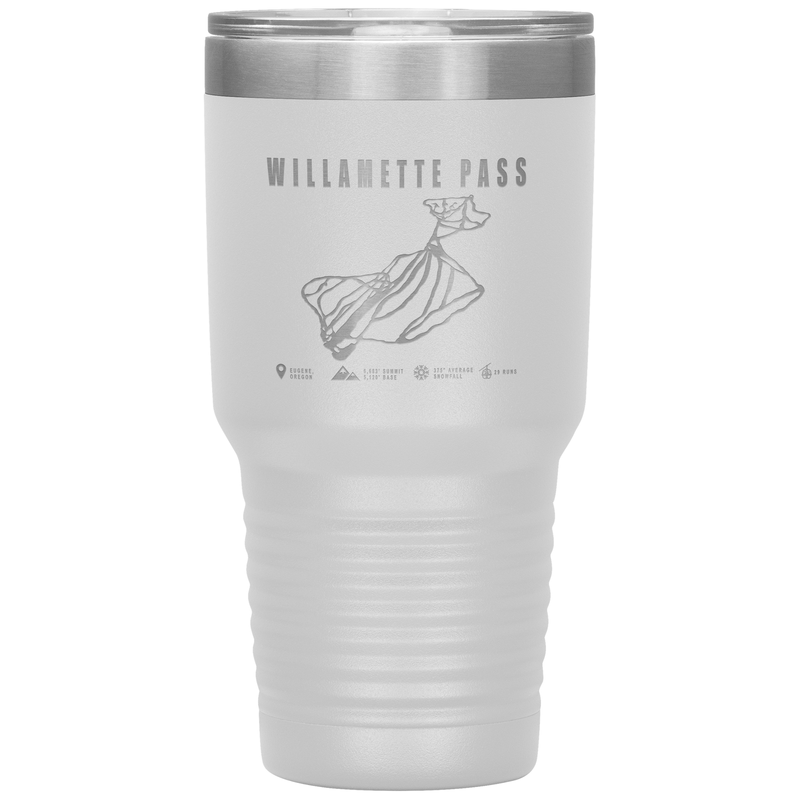 Willamette Pass, Oregon Ski Trail Map 30oz Tumbler - Powderaddicts