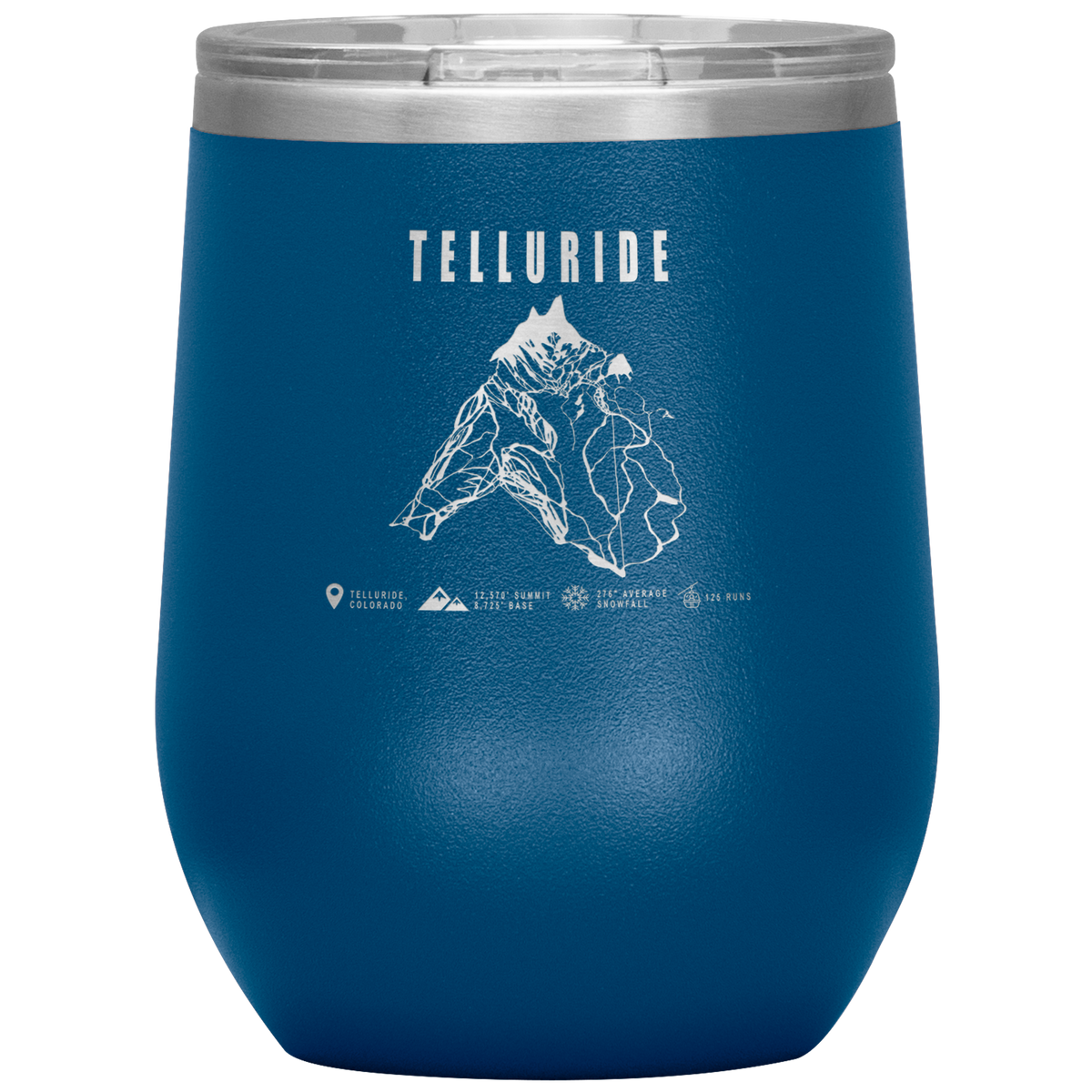 Telluride Colorado Ski Trail Map Wine 12oz Tumbler - Powderaddicts