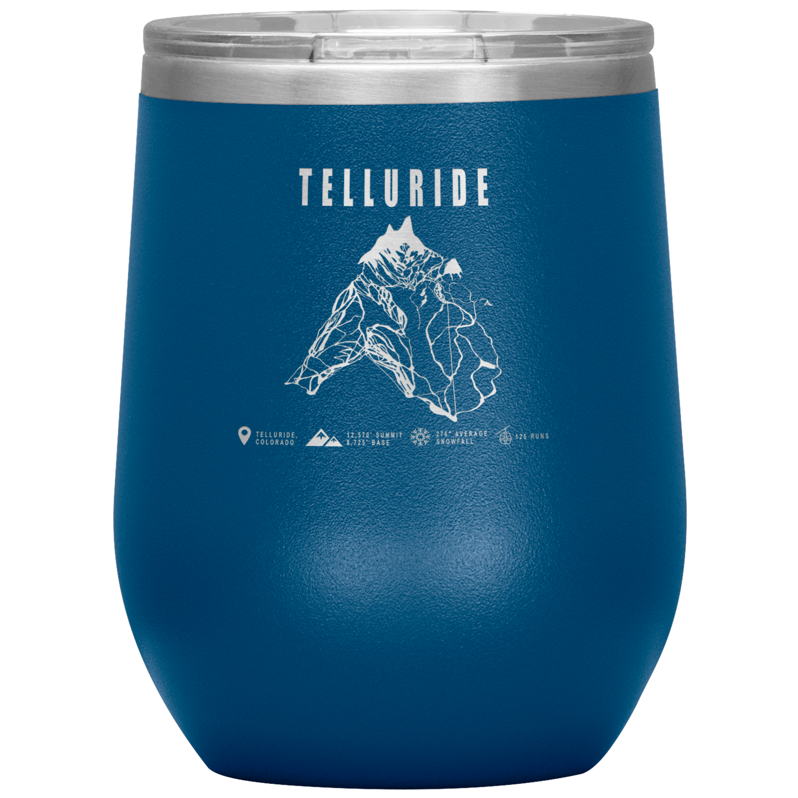 Telluride Colorado Ski Trail Map Wine 12oz Tumbler - Powderaddicts