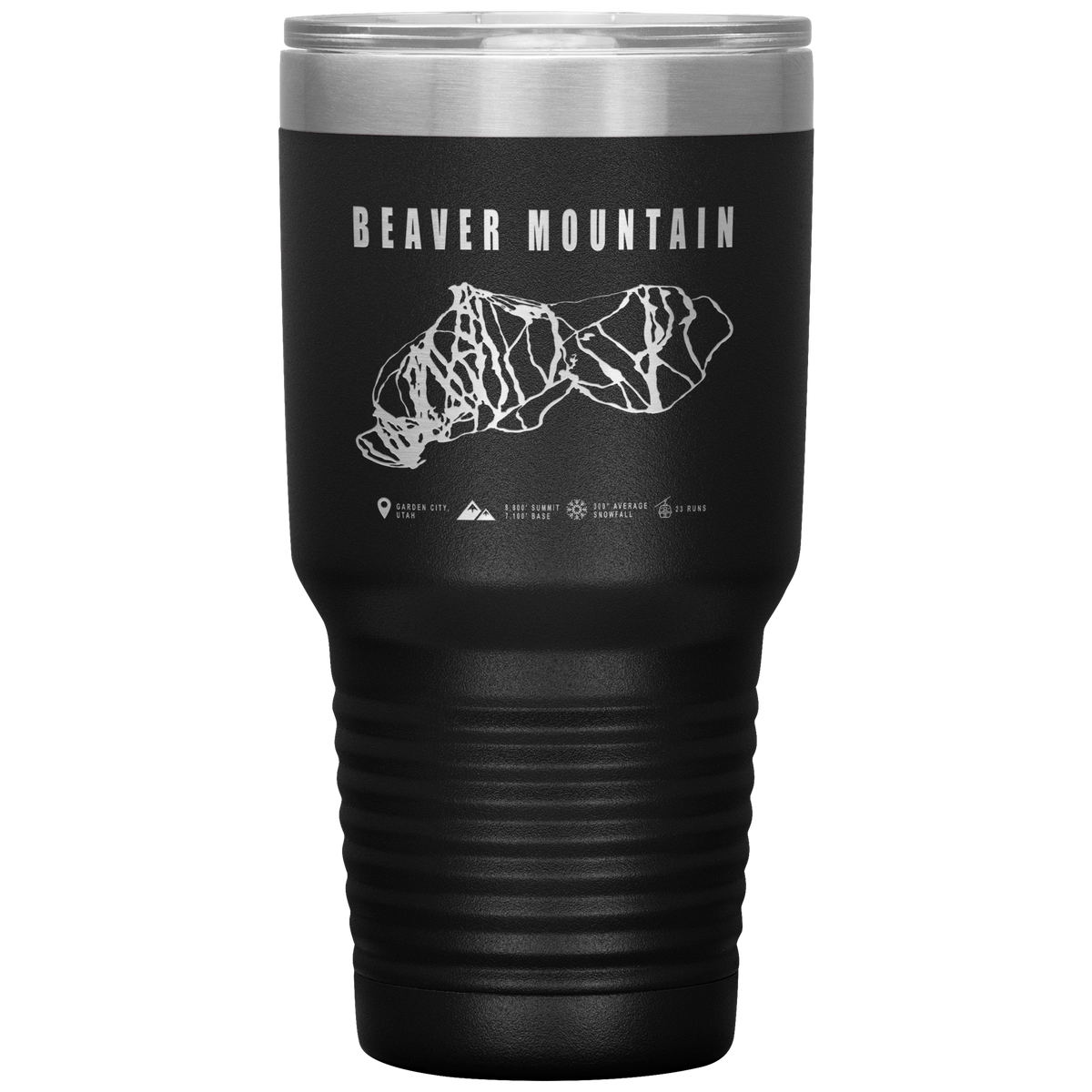 Beaver Mountain,Utah Ski Trail Map 30oz Tumbler - Powderaddicts