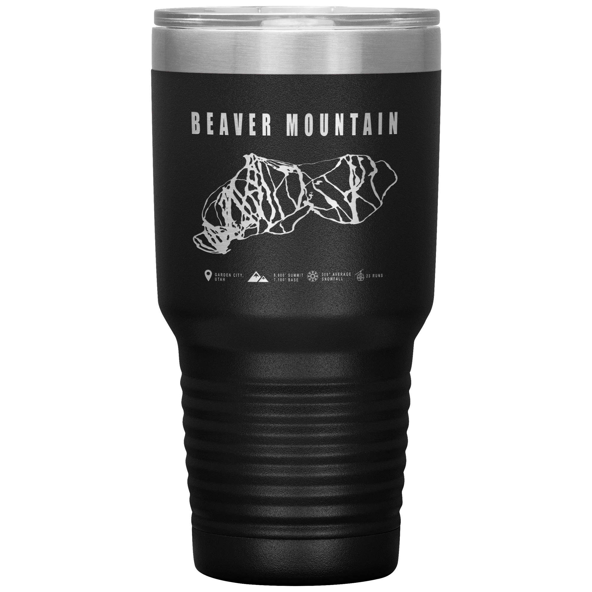 Beaver Mountain,Utah Ski Trail Map 30oz Tumbler - Powderaddicts