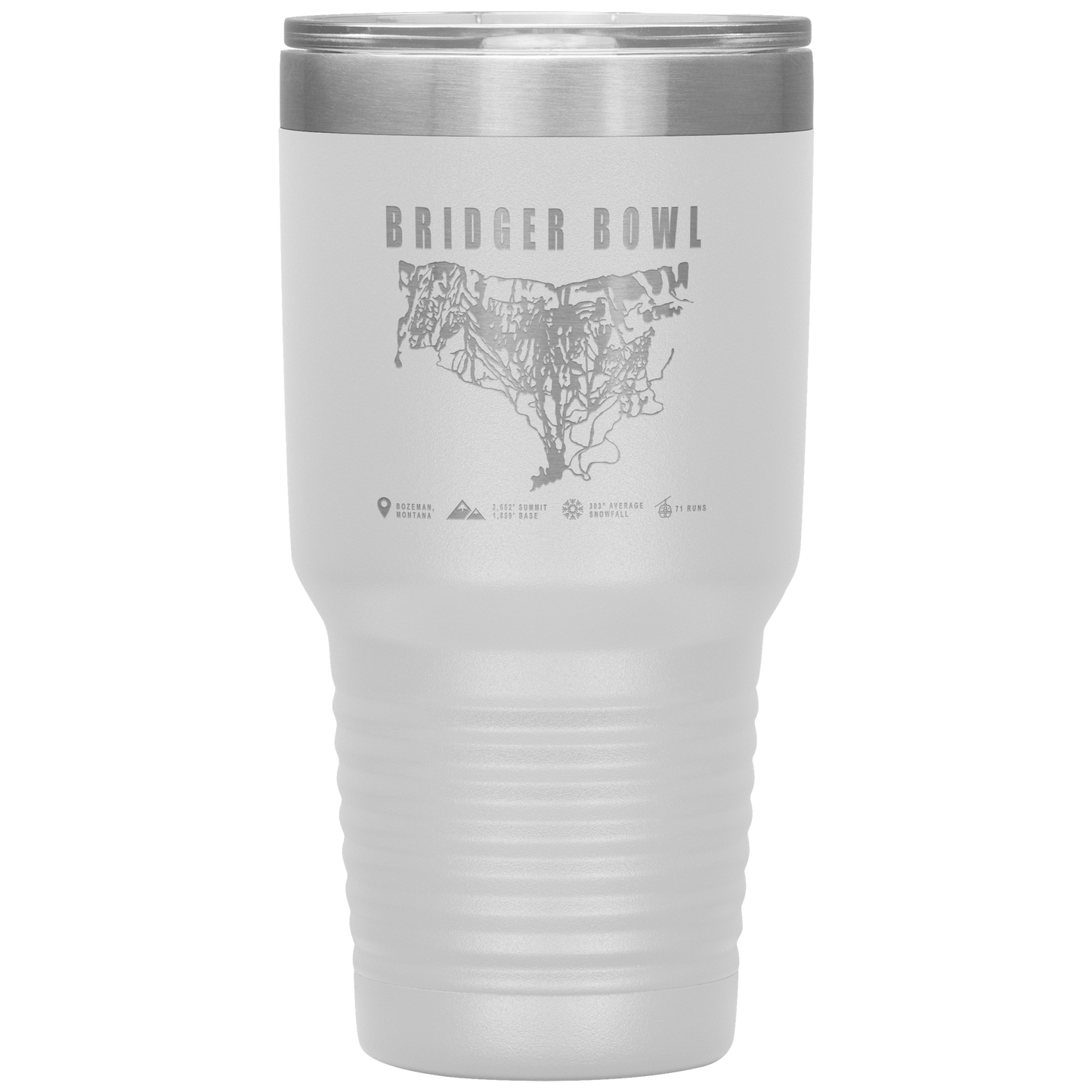 Bridger Bowl Montana Ski Trail Map 30oz Tumbler - Powderaddicts