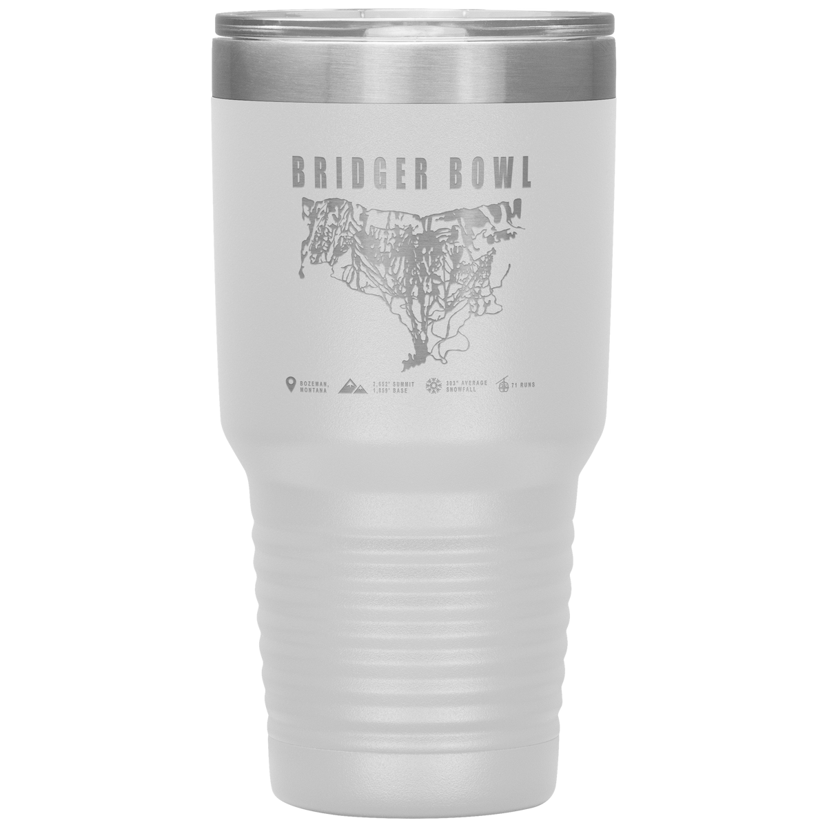 Bridger Bowl Montana Ski Trail Map 30oz Tumbler - Powderaddicts