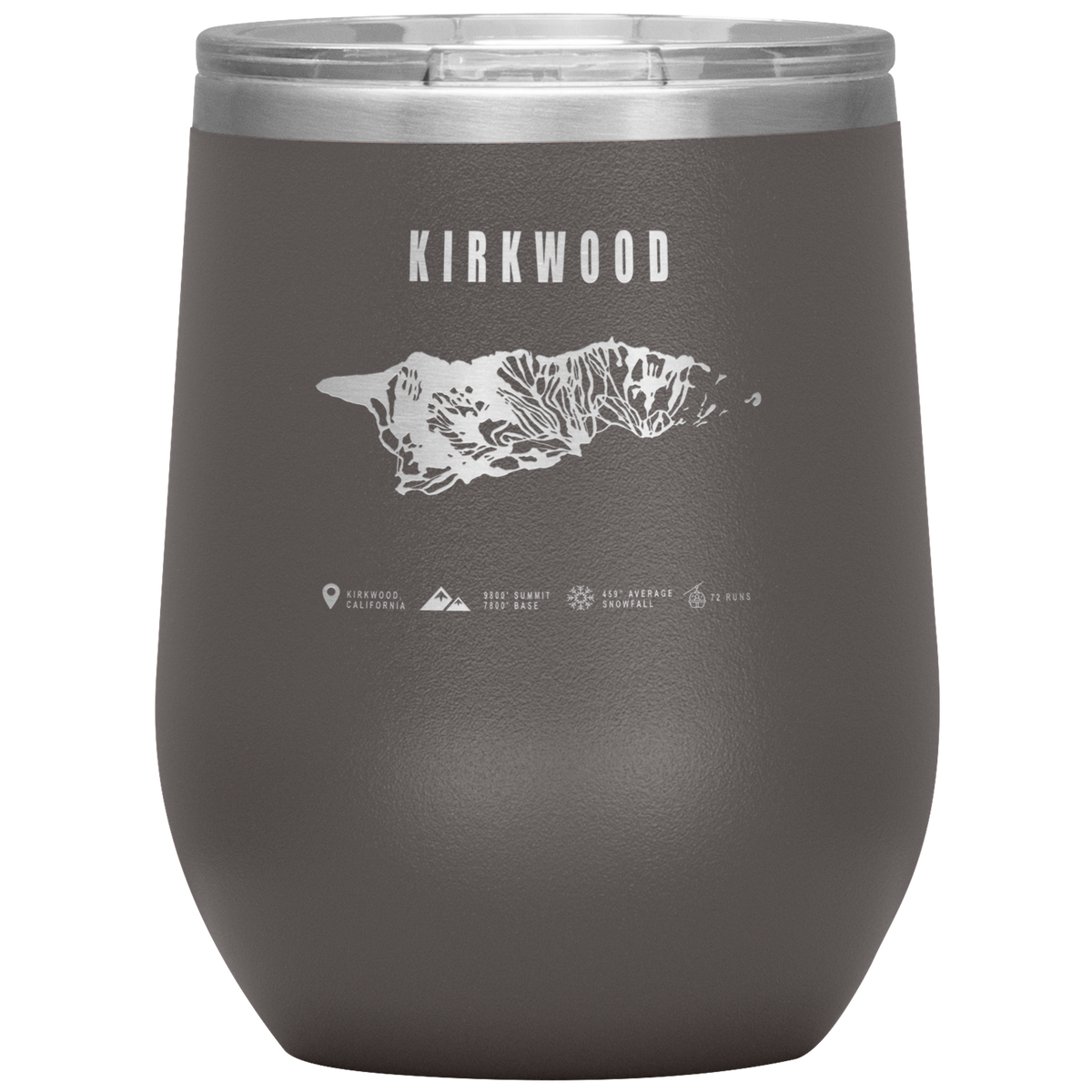Kirkwood, California Ski Trail Map Wine 12oz Tumbler - Powderaddicts