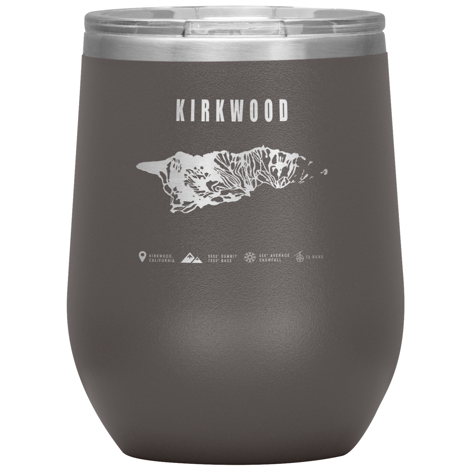 Kirkwood, California Ski Trail Map Wine 12oz Tumbler - Powderaddicts
