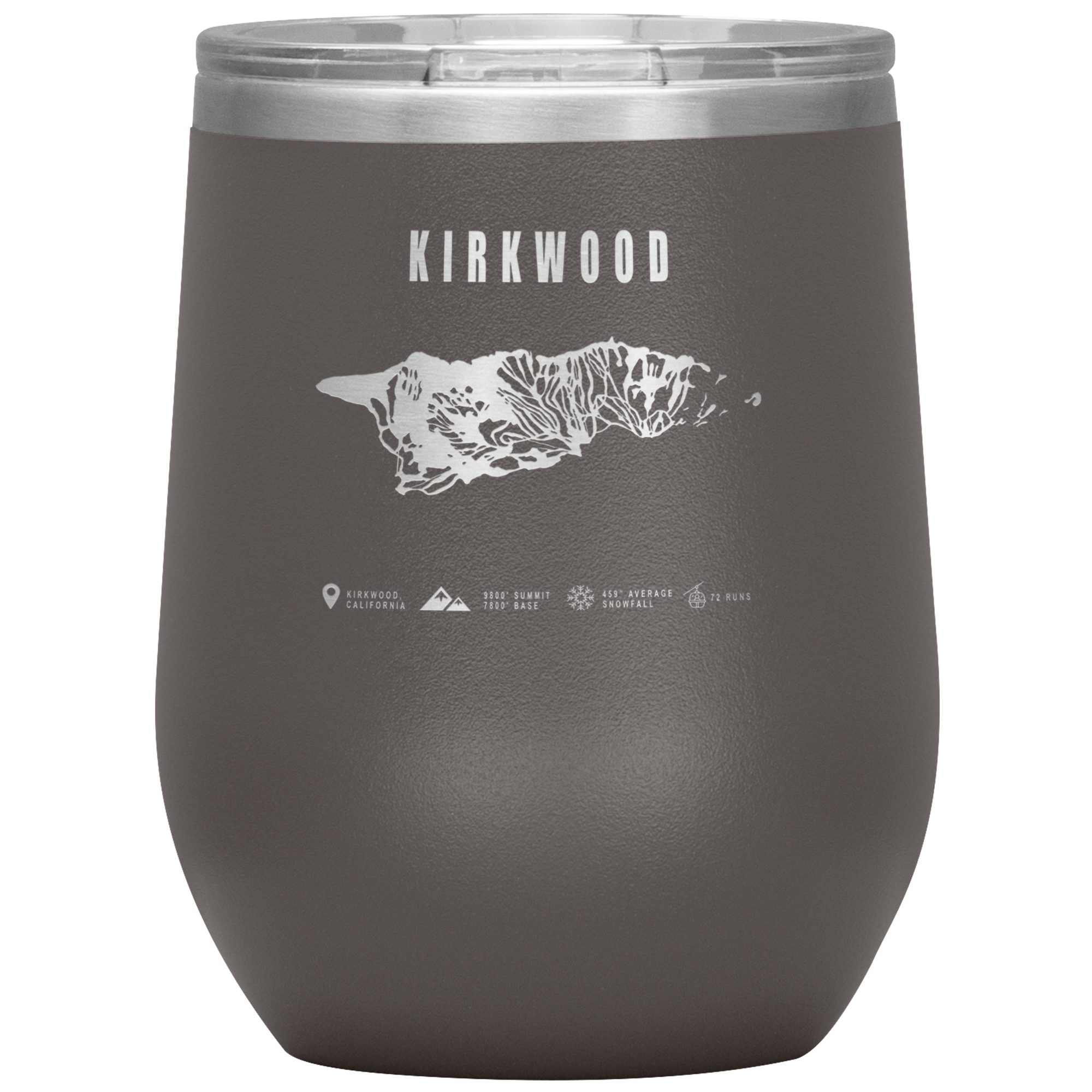 Kirkwood, California Ski Trail Map Wine 12oz Tumbler - Powderaddicts