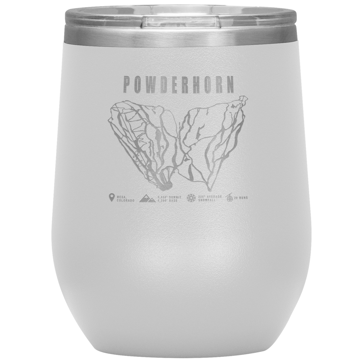 Powderhorn Colorado Ski Trail Map Wine 12oz Tumbler - Powderaddicts