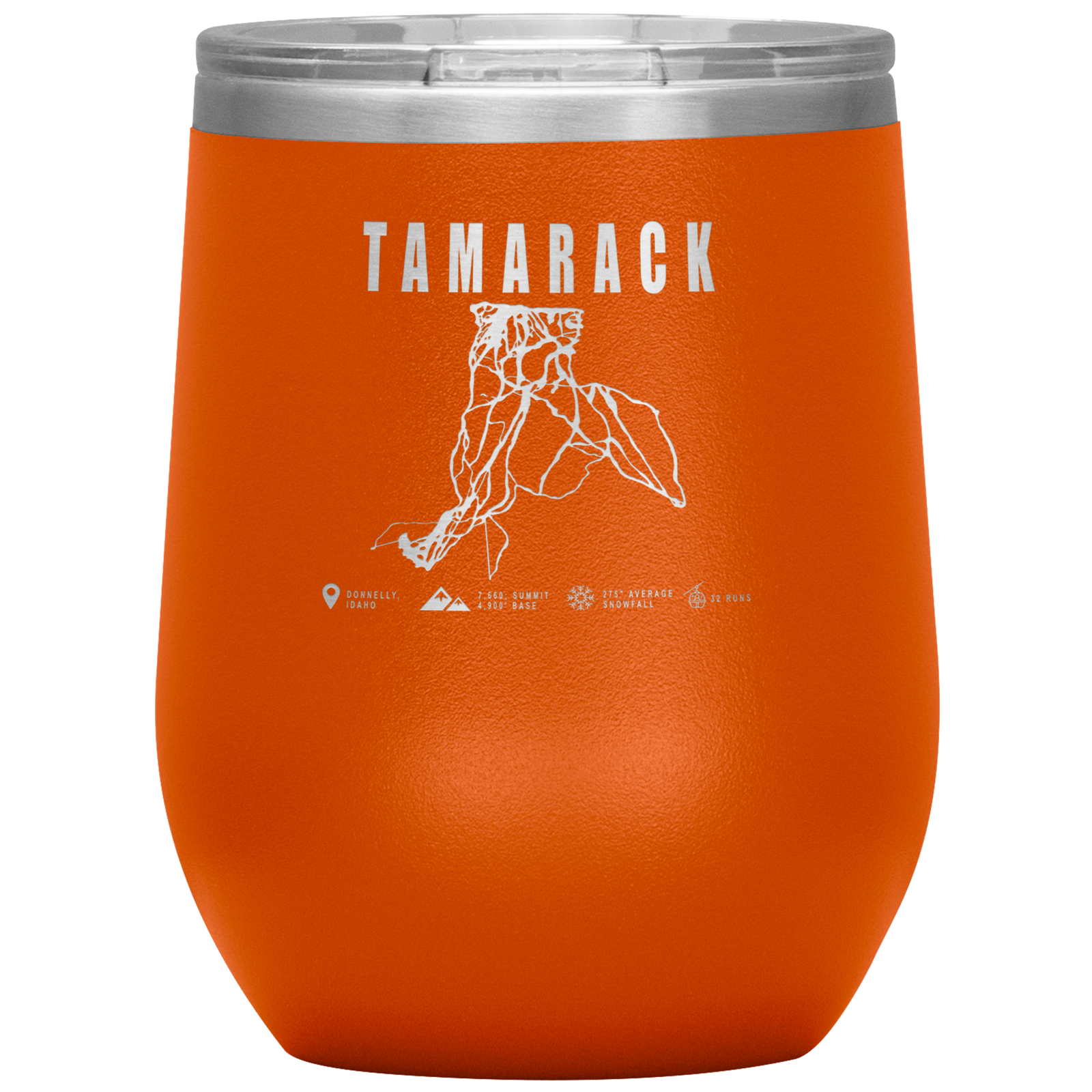 Tamarack Idaho Ski Trail Map Wine 12oz Tumbler - Powderaddicts