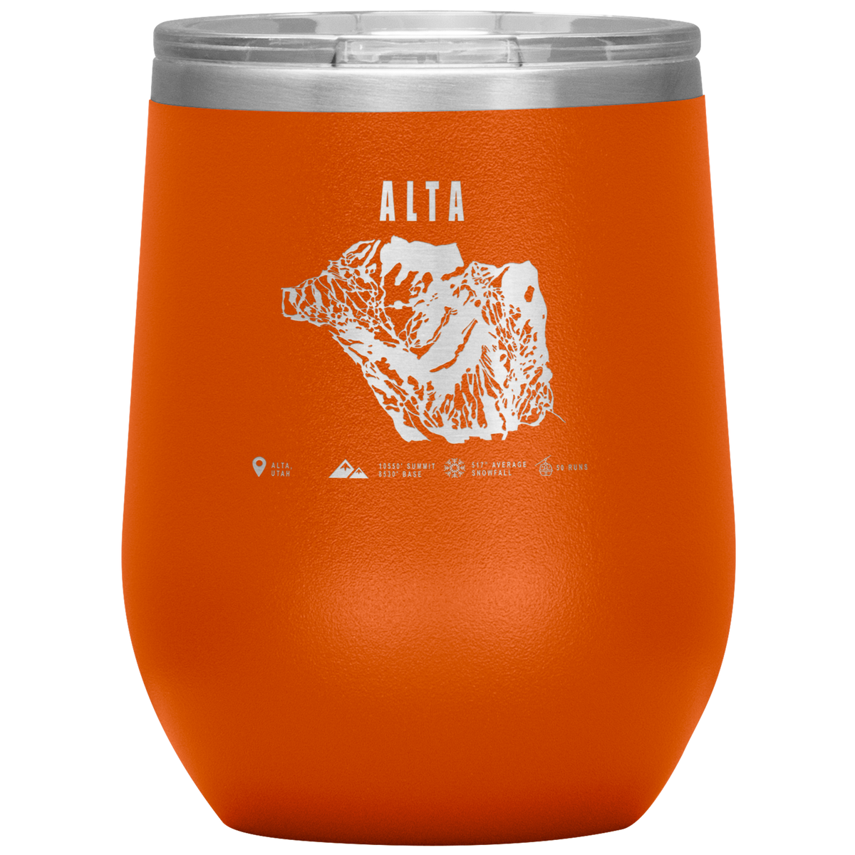 Alta,Utah Ski Trail Map Wine 12oz Tumbler - Powderaddicts