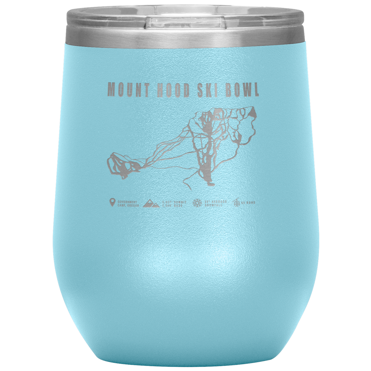 Mount Hood Ski Bowl, Oregon Ski Trail Map Wine 12oz Tumbler - Powderaddicts